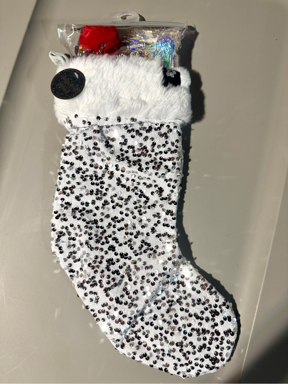 Limited Too - NEW Silver Sequin Christmas Stocking with Stationary Gift Set